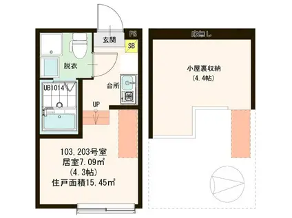 プルミエール西新井(ワンルーム/1階)の間取り写真