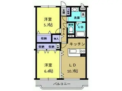 ユーミーやなせ(2LDK/1階)の間取り写真