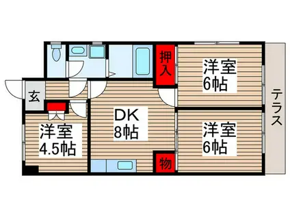 プリムローズ(3DK/1階)の間取り写真