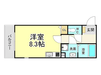 SOU.LEAF九工大前(ワンルーム/1階)の間取り写真