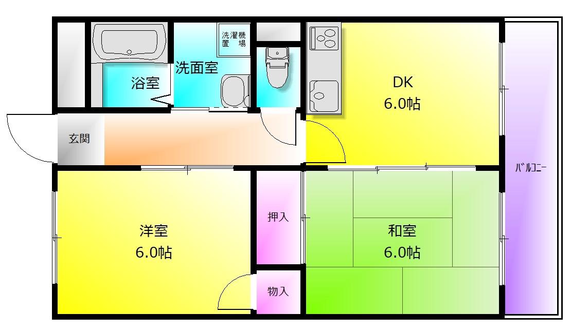 エトワールヴィル-R八尾末広町(2DK/1階)の間取り写真