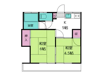 パールハイツ(2K/1階)の間取り写真
