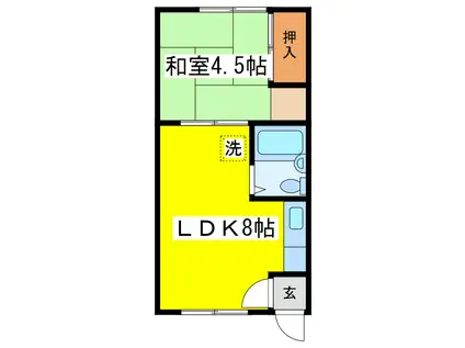 スカイハイツ(1LDK/2階)の間取り写真