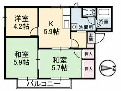 フレグランス浦手山(3K/2階)の間取り写真