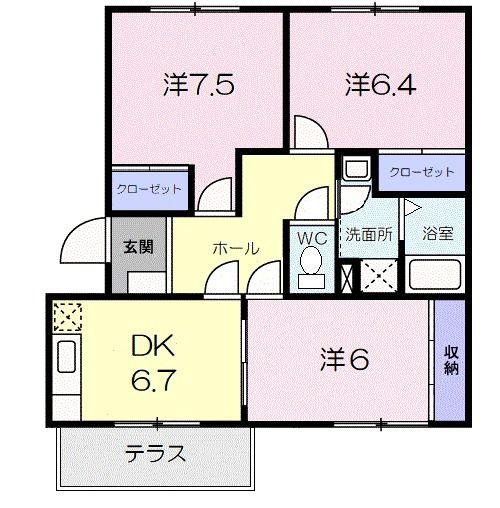 パールフィールド(3DK/1階)の間取り写真