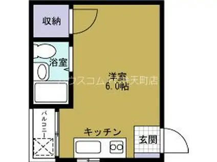 エヴ夕凪(ワンルーム/2階)の間取り写真