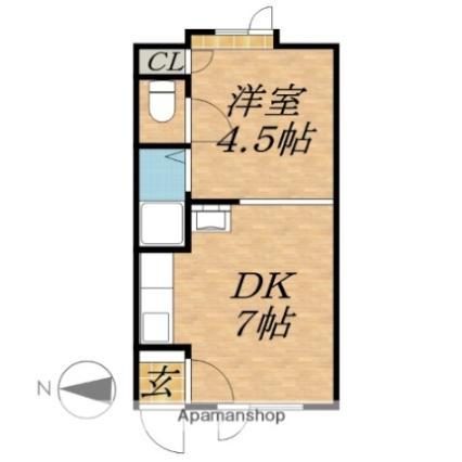 桜が丘西ハイツ(1DK/2階)の間取り写真