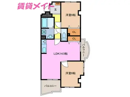 ダブルイーグル A棟(2LDK/3階)の間取り写真