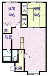 ドルチェB(2LDK/1階)の間取り写真