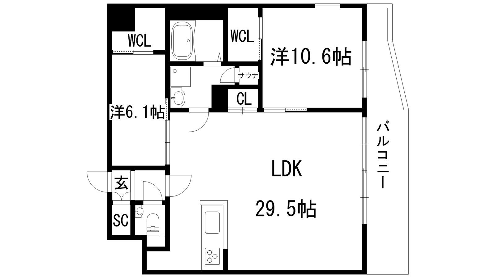 プレジオ宝塚ASIAN(2LDK/2階)の間取り写真