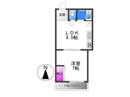 リードIIオカダマンション(1LDK/3階)の間取り写真