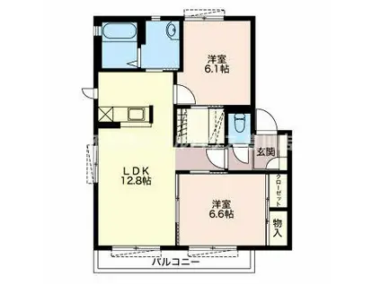 ベル・シャンテ II(2LDK/2階)の間取り写真