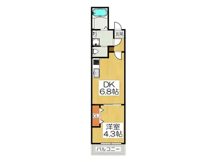 ARCA山科(1DK/2階)の間取り写真