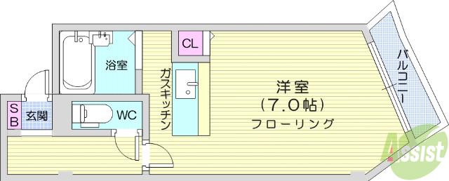 パートナー幸町(1K/1階)の間取り写真