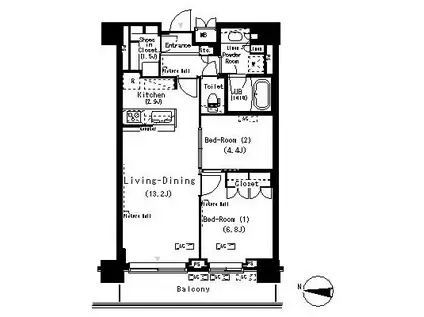 パークアクシス辰巳ステージ(2LDK/2階)の間取り写真