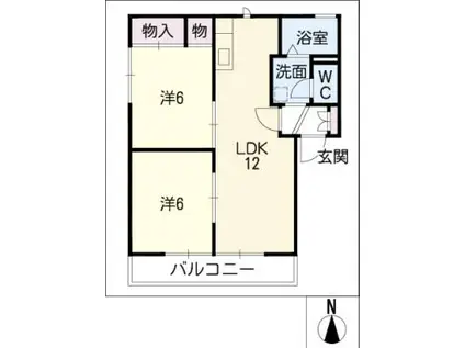グリーンとぴあV(2LDK/2階)の間取り写真