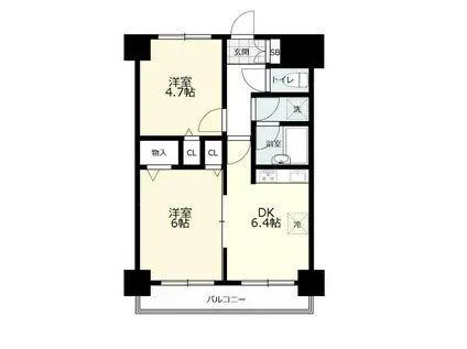 ライオンズマンション海老名第3(2DK/7階)の間取り写真