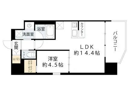 プレジオ九条(1LDK/13階)の間取り写真
