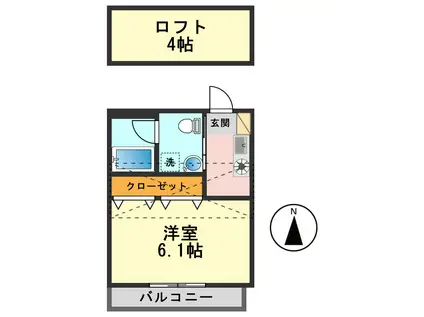 エステービル(1K/2階)の間取り写真