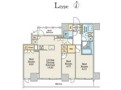 クレストコート中野富士見町(3LDK/8階)の間取り写真