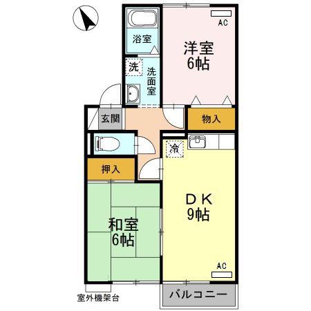 ウエストコート川崎(2DK/2階)の間取り写真