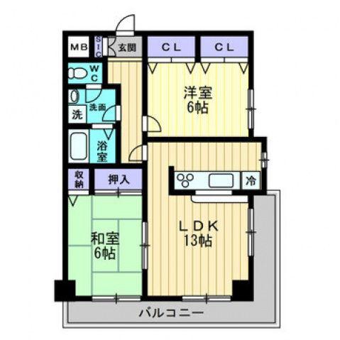 リアライズ屋島(2LDK/4階)の間取り写真