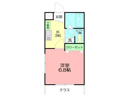 ユーワコーポIII(1K/1階)の間取り写真