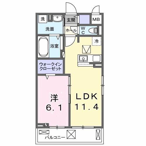 ラニカイ・M(1LDK/1階)の間取り写真