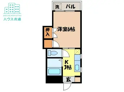 キャッスル東山手(1K/1階)の間取り写真