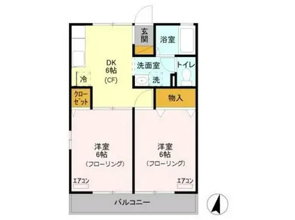 Tサクセッソ(2DK/2階)の間取り写真