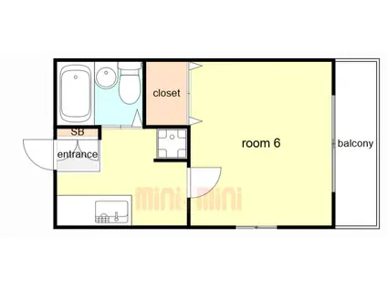 ときわ下三条レクラン(1K/2階)の間取り写真