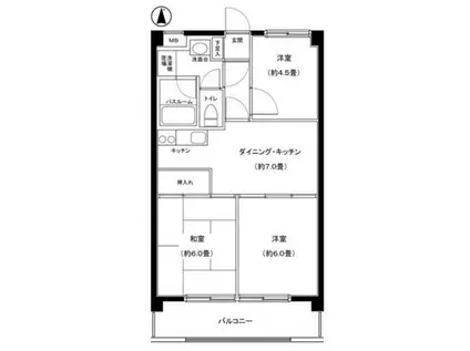 パレ・ドール西船橋(3DK/2階)の間取り写真