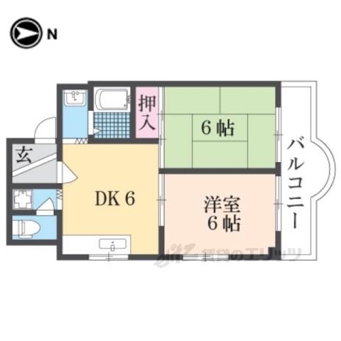 サンパレス東山(2DK/6階)の間取り写真