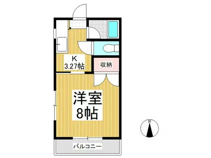 ハイデンス秋和(1K/2階)の間取り写真