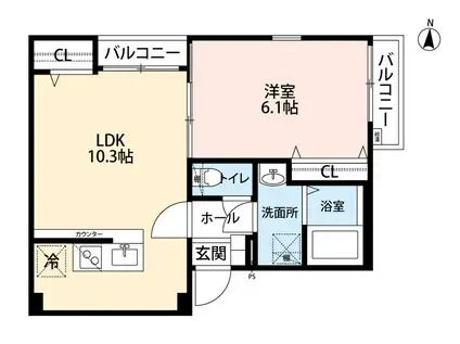 グランクオール西綾瀬(1LDK/1階)の間取り写真