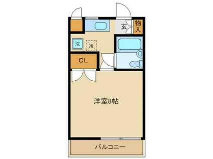 ベラパラッシオ田中(1K/2階)の間取り写真