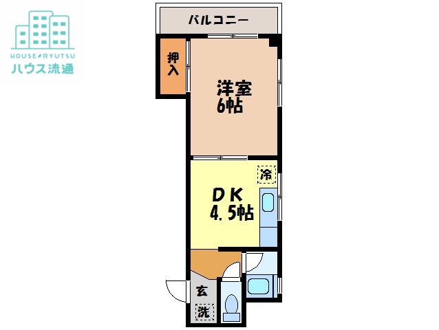 市川ビル(1DK/4階)の間取り写真