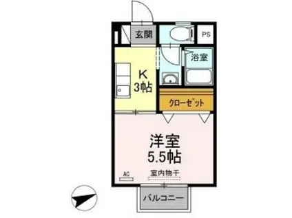 セジュールアレイ B(1K/1階)の間取り写真
