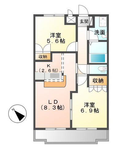 パインツリー(2LDK/2階)の間取り写真