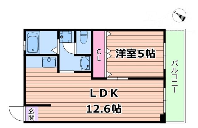 谷田十三マンション(1LDK/3階)の間取り写真