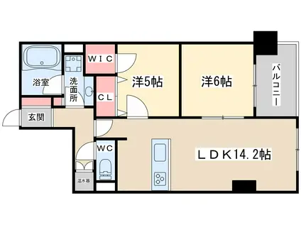 グレンパーク梅田北(2LDK/4階)の間取り写真