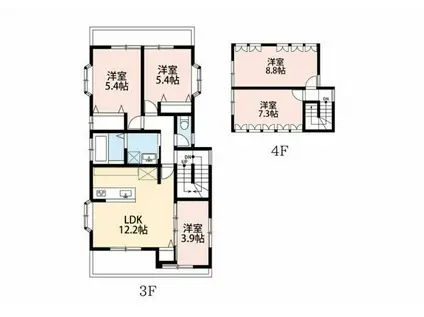 リオグランデ綾瀬(4LDK/3階)の間取り写真