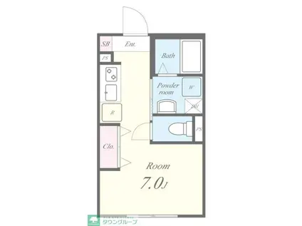 コルビジェIV(ワンルーム/1階)の間取り写真