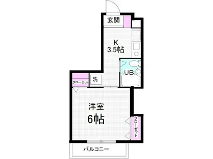 レスパス(1K/3階)の間取り写真