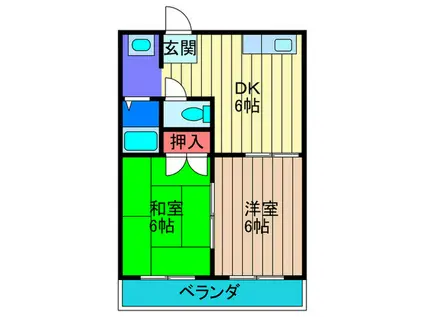 ファミール寺浦(2DK/3階)の間取り写真