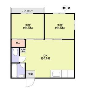 西山ハイツ(2DK/2階)の間取り写真