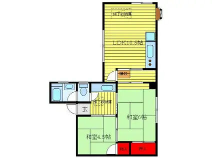 パークハイム星(2LDK/2階)の間取り写真