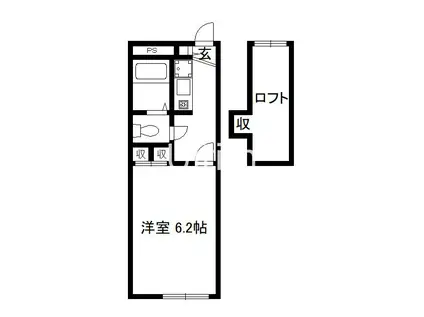 フォルトゥーナ(1K/2階)の間取り写真