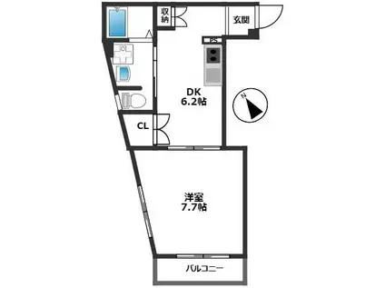 ウィステリア グランデM・F(1DK/3階)の間取り写真