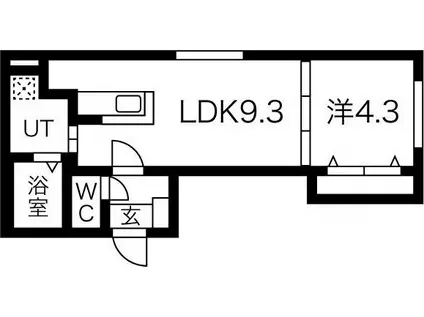 KOPEN COURT環状通東(1LDK/1階)の間取り写真